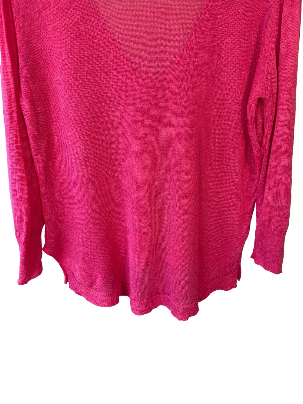 Zara Knit Bright Pink V-Neck Lightweight Sweater Semi Sheer Size M Spring - Picture 12 of 12